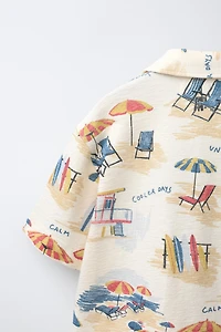 BEACH CHAIR PRINT SPREAD COLLAR SHIRT