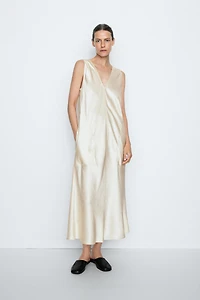 Satin flowing midi dress - STUDIO