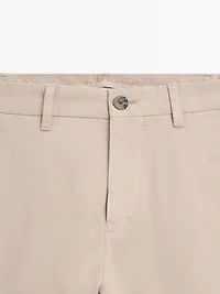 Cotton blend slim fit trousers