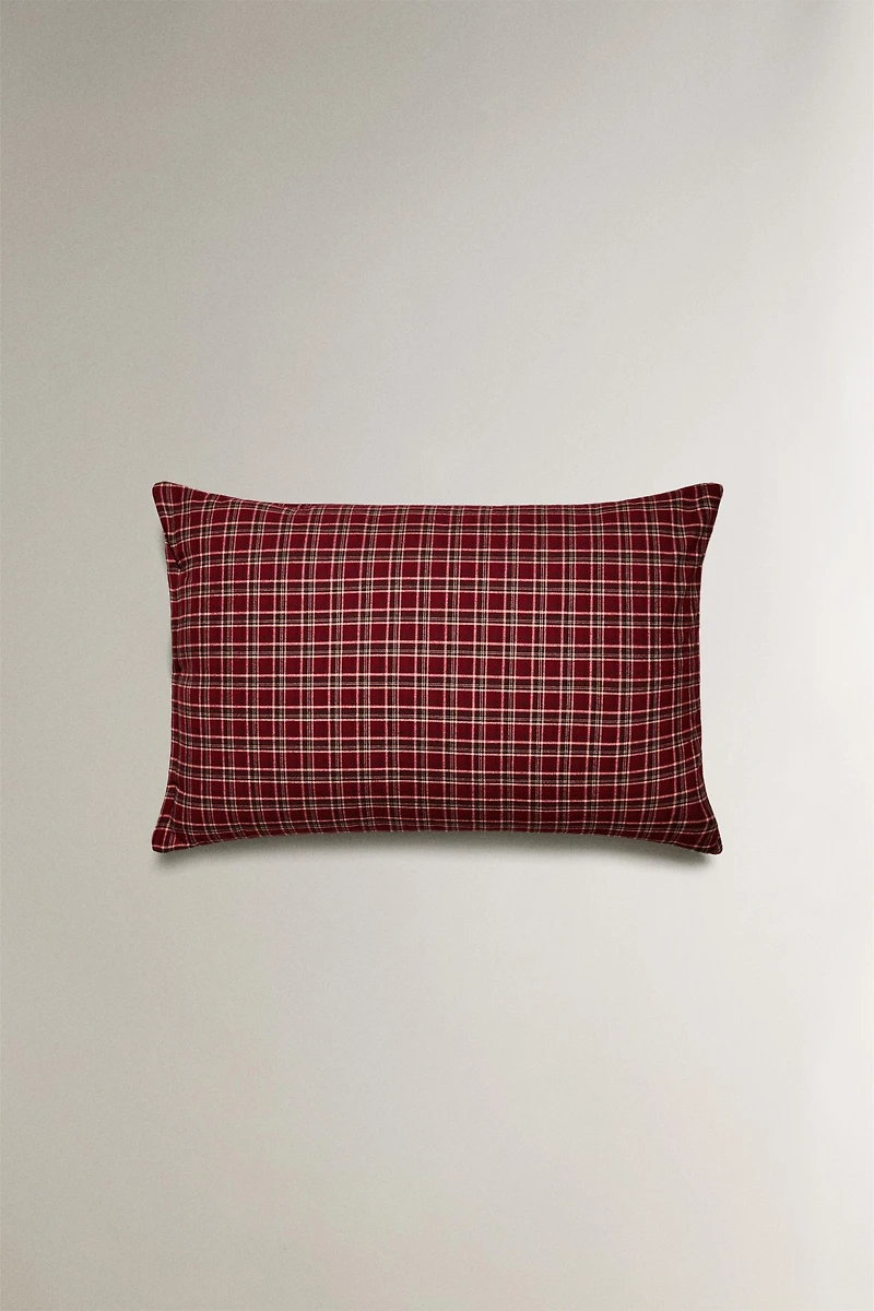 RED CHECK CHRISTMAS FLANNEL PILLOWCASE