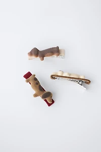 PACK OF THREE BARRETTE DOGS FLOCK