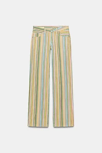 TRF LOW RISE STRIPED WIDE LEG JEANS