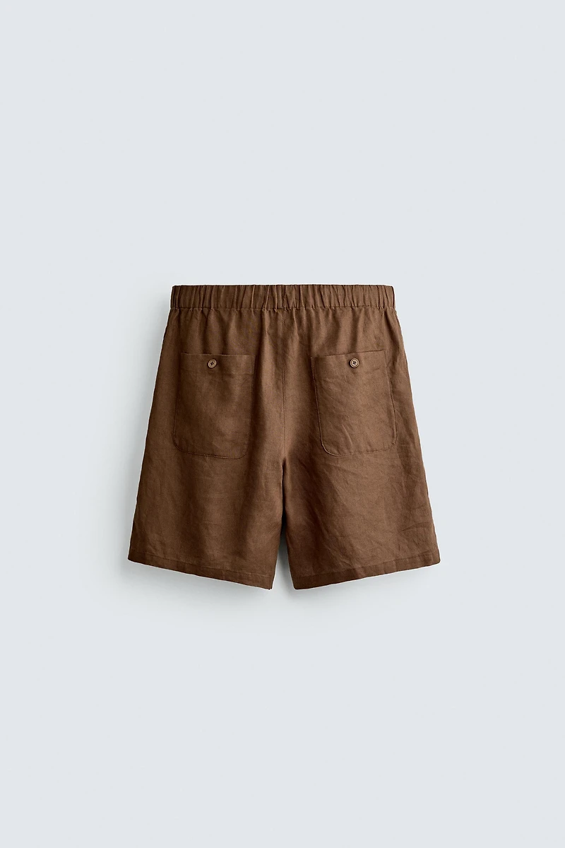 100% LINEN RELAXED FIT SHORTS