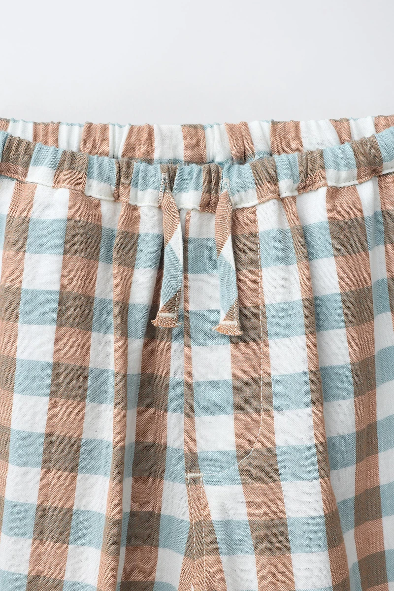 GINGHAM CHECK BALLOON TROUSERS