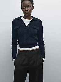 Flowing textured satin trousers