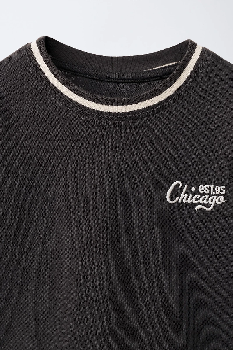 EMBROIDERED TEXT T-SHIRT