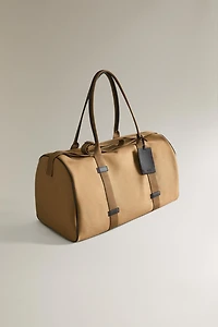 COTTON AND LEATHER TRAVEL BAG