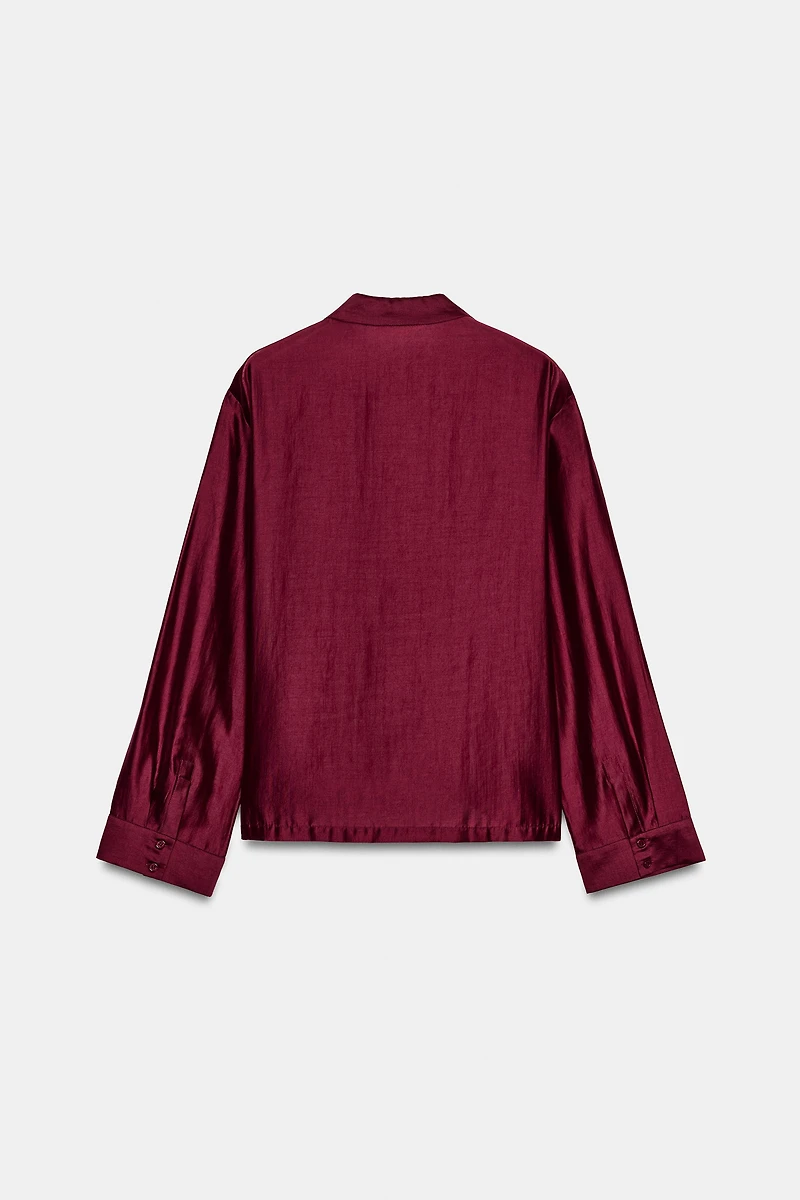 SATIN EFFECT FROG CLASP SHIRT ZW COLLECTION