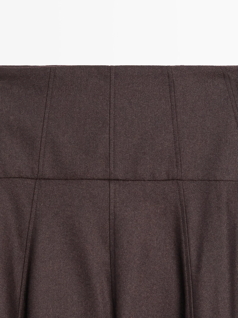 Wool blend midi skirt with yoke