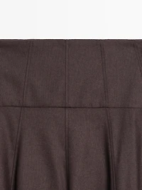 Wool blend midi skirt with yoke