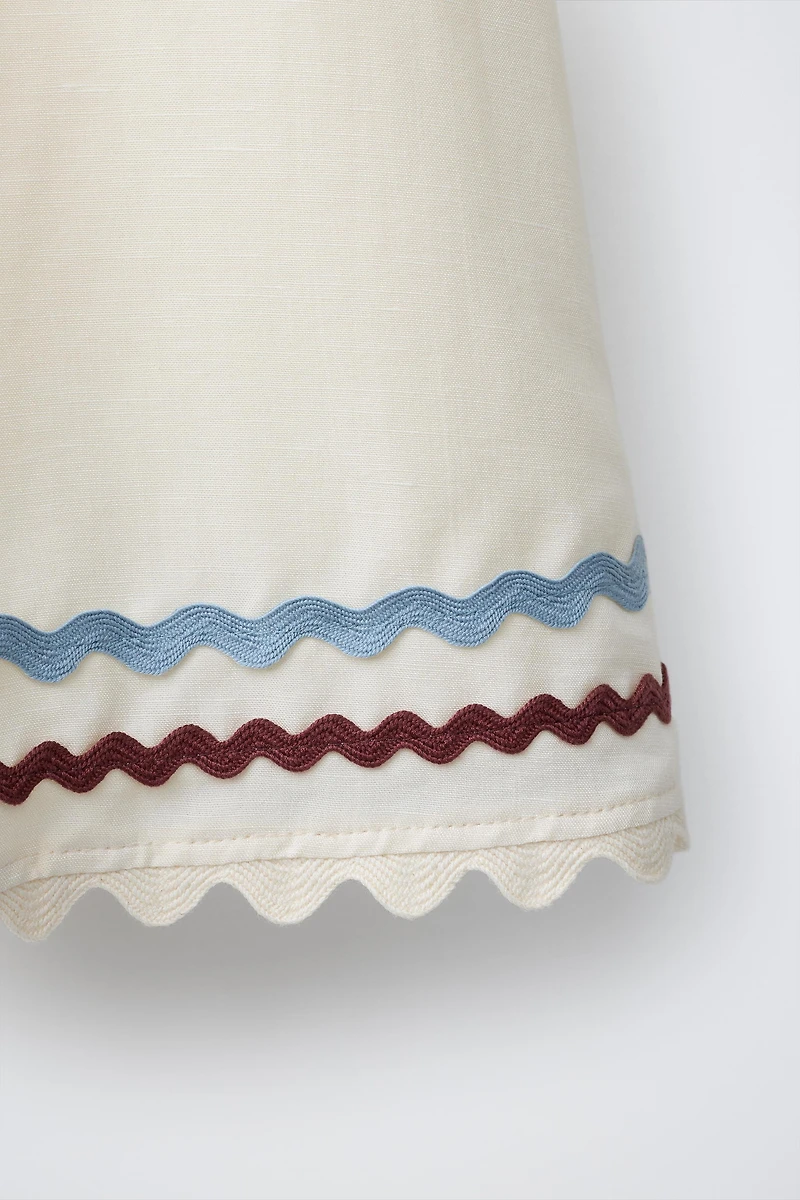 CONTRASTING SCALLOPED LINEN DRESS