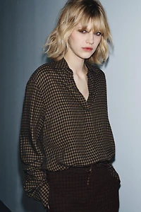 GINGHAM CHECK BLOUSE ZW COLLECTION