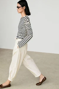 100% cotton long sleeve striped sweater