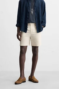 REGULAR FIT PLEATED BERMUDA SHORTS