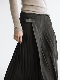 Jupe midi plissée applique