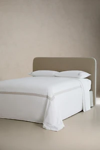 COTTON FLAT SHEET WITH LINEN BORDER