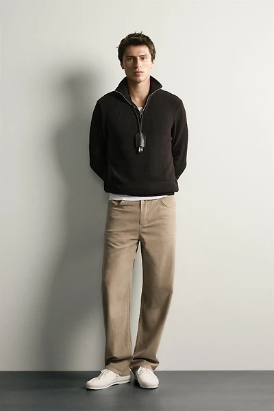 PURL KNIT QUARTER-ZIP JUMPER