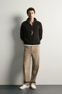PURL KNIT QUARTER-ZIP JUMPER