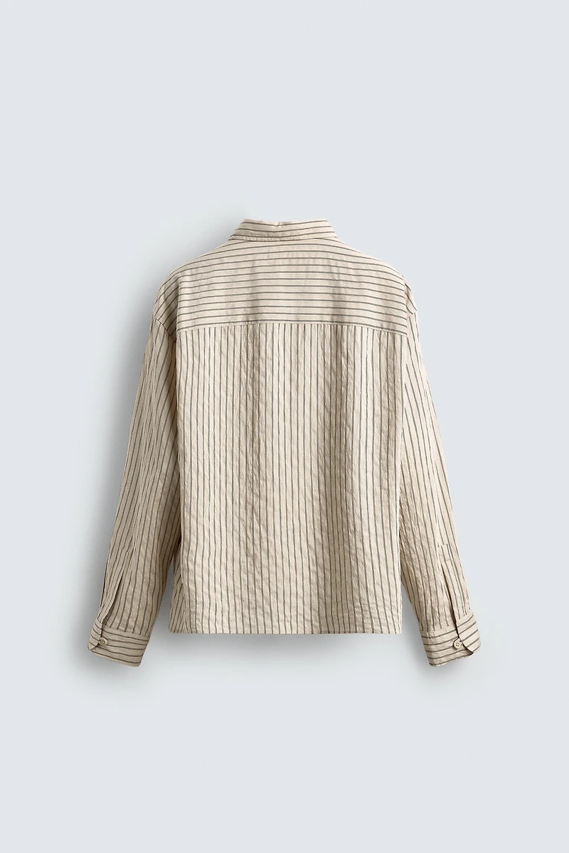 FLOWY WRINKLED EFFECT STRIPED SHIRT