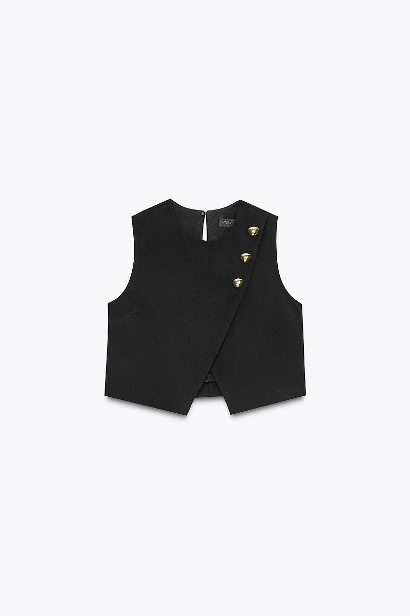 GOLD BUTTON WRAP TOP