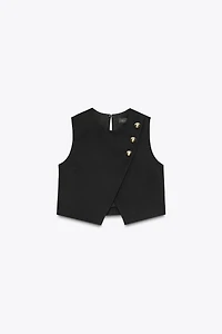 GOLD BUTTON WRAP TOP