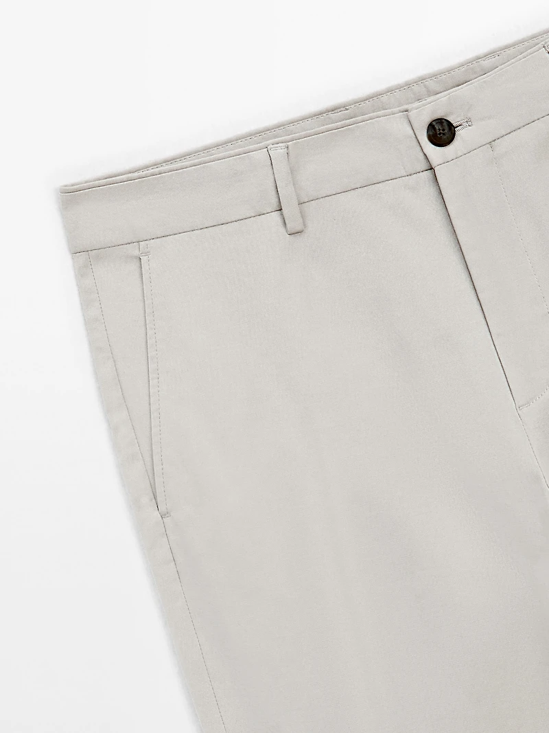 Cotton blend tapered fit trousers