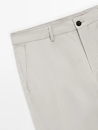 Cotton blend tapered fit trousers