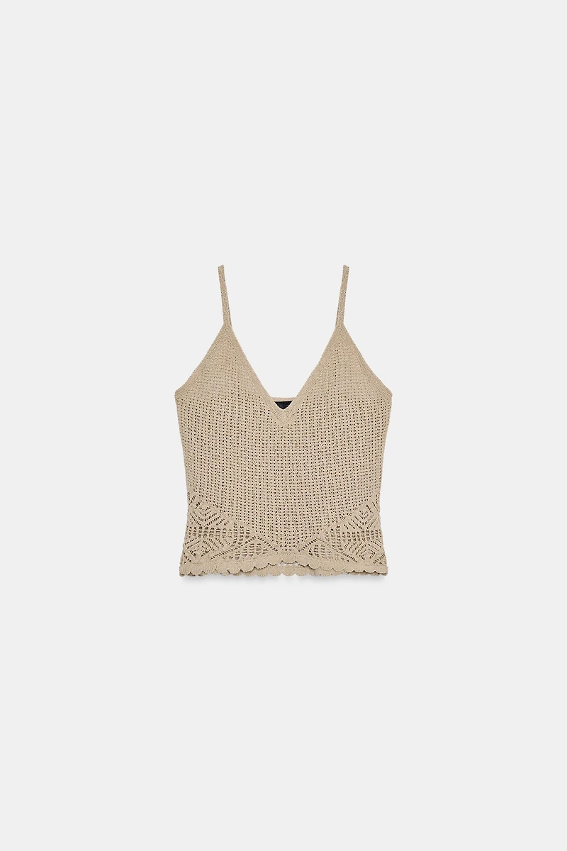 POINTELLE SPAGHETTI STRAP TOP