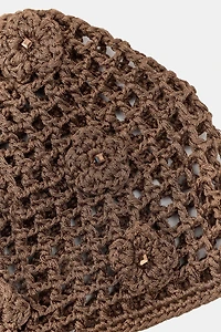 CROCHET BEANIE WITH BEADED FLOWERS