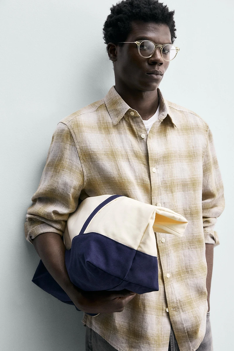PLAID LINEN BLEND SHIRT