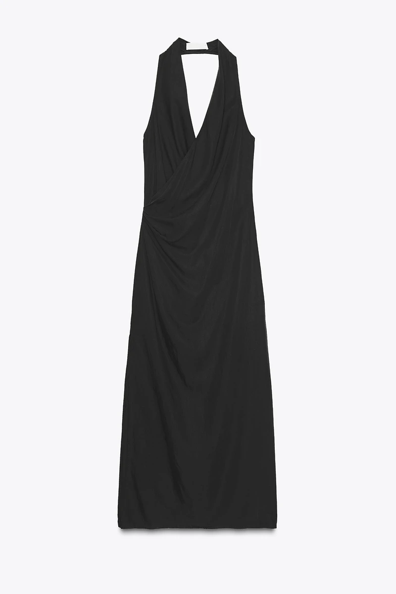 FLOWY DRAPED MIDI DRESS