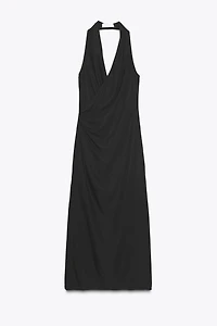 FLOWY DRAPED MIDI DRESS