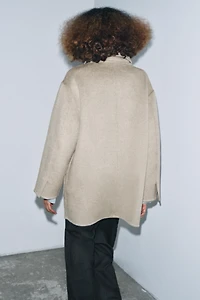 WOOL BLEND COAT WITH FAUX FUR COLLAR ZW COLLECTION