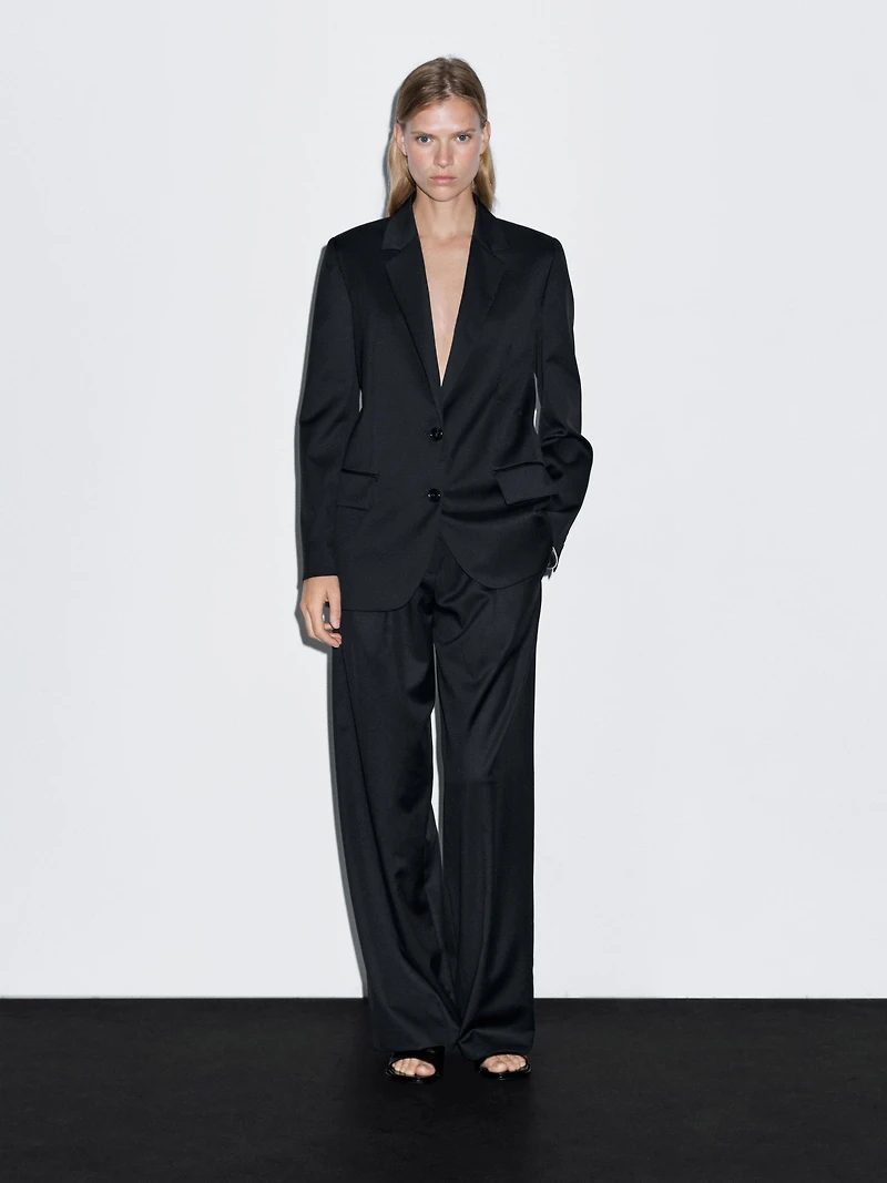 Pantalon plissé 100 % laine extra-fine