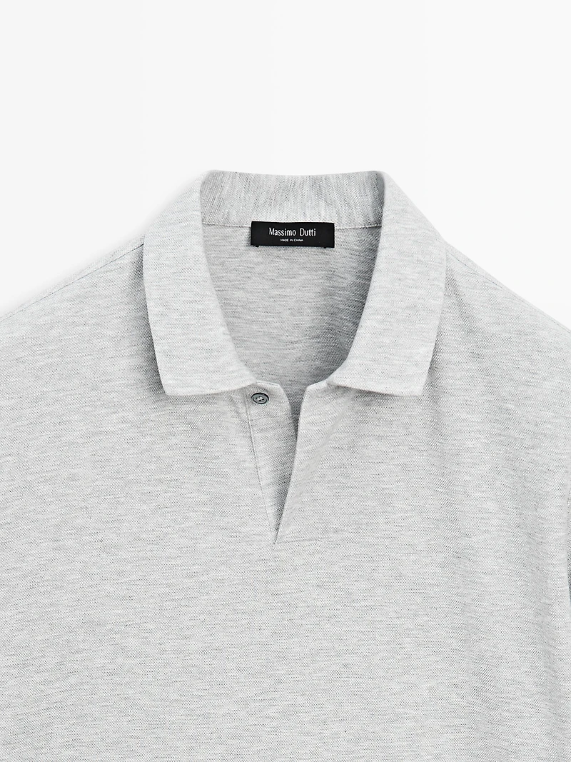 Short sleeve melange polo shirt