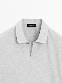 Short sleeve melange polo shirt