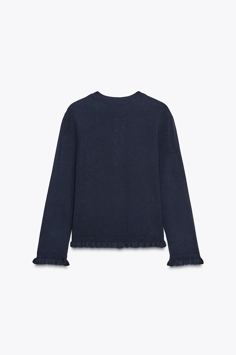 RUFFLED KNIT CARDIGAN