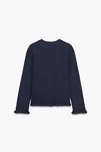 RUFFLED KNIT CARDIGAN