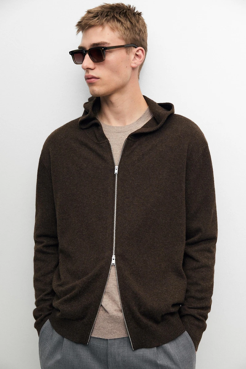 100% cashmere hooded cardigan