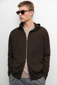 100% cashmere hooded cardigan