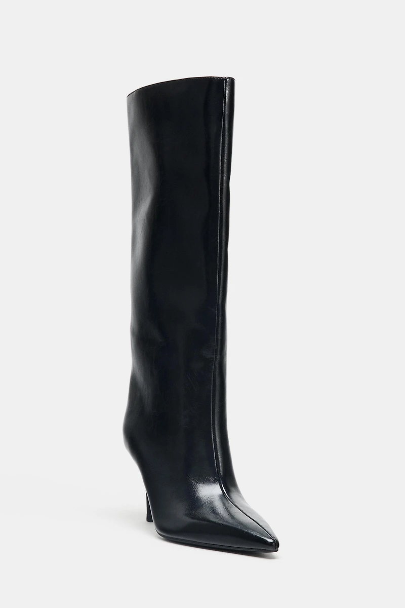 KITTEN HEEL HIGH BOOTS