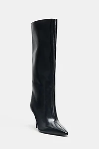 KITTEN HEEL HIGH BOOTS