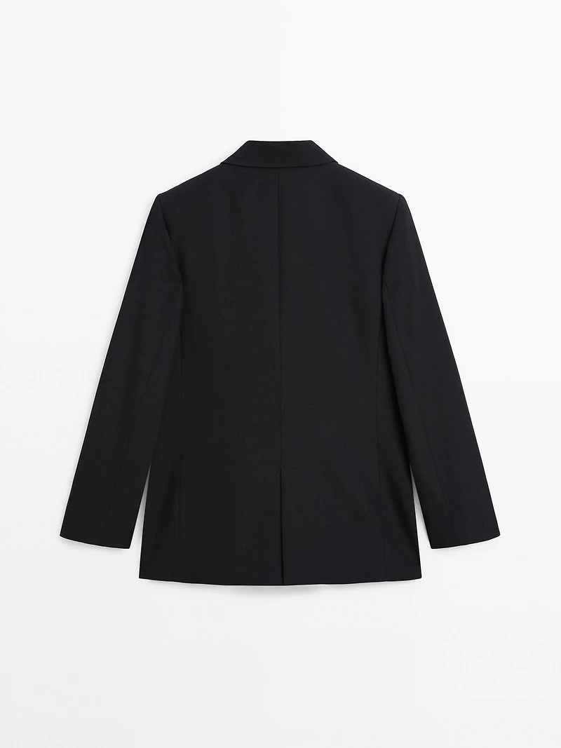 Wool blend blazer with gold buttons