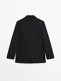 Wool blend blazer with gold buttons