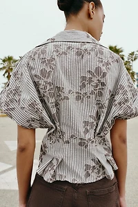 EMBROIDERED SEQUIN CROPPED SHIRT