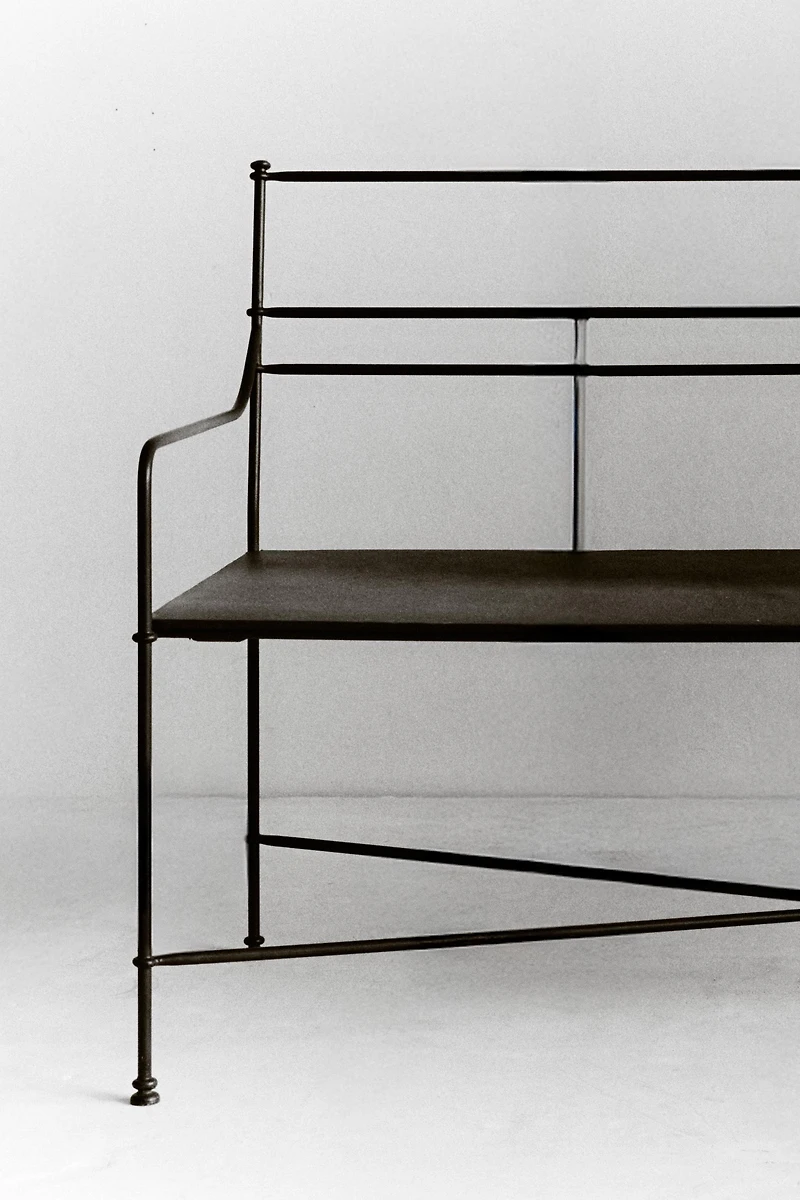 OUTDOOR WROUGHT IRON DOUBLE BENCH