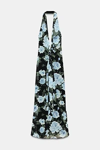 ROBE LONGUE AVEC NŒUD ET IMPRIMÉ FLEURI