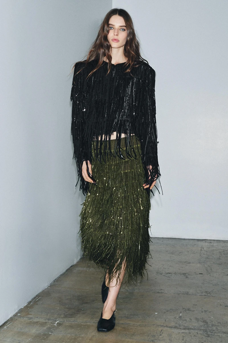 ZW COLLECTION LIMITED EDITION FRINGED SEQUIN SKIRT