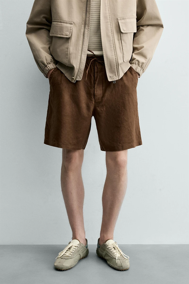 100% LINEN RELAXED FIT SHORTS
