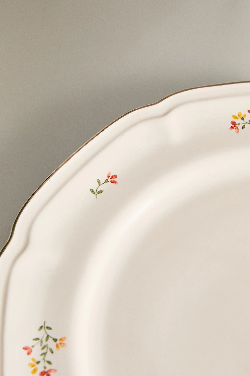 PORCELAIN DINNER PLATE WITH FLORAL PRINT